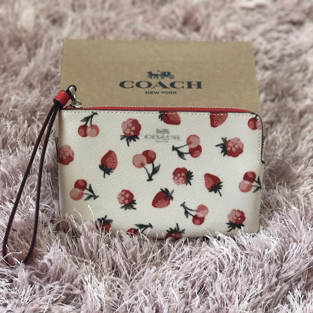 SOLD Coach Corner Zip Wristlet Fruit Print